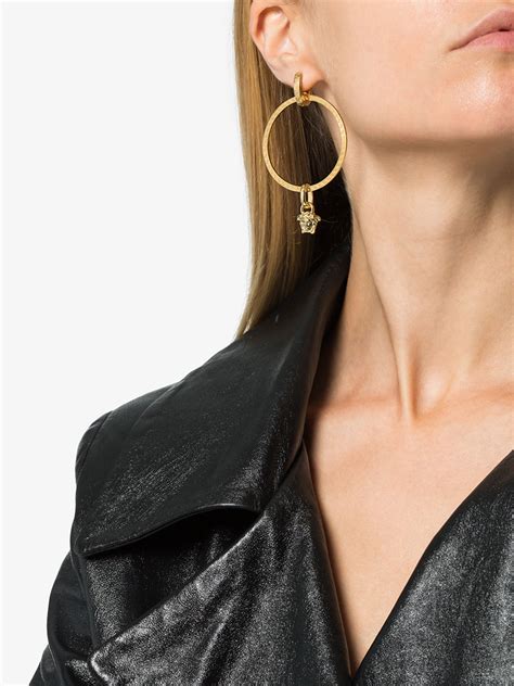 versace clip on earrings|Versace medusa hoop earrings.